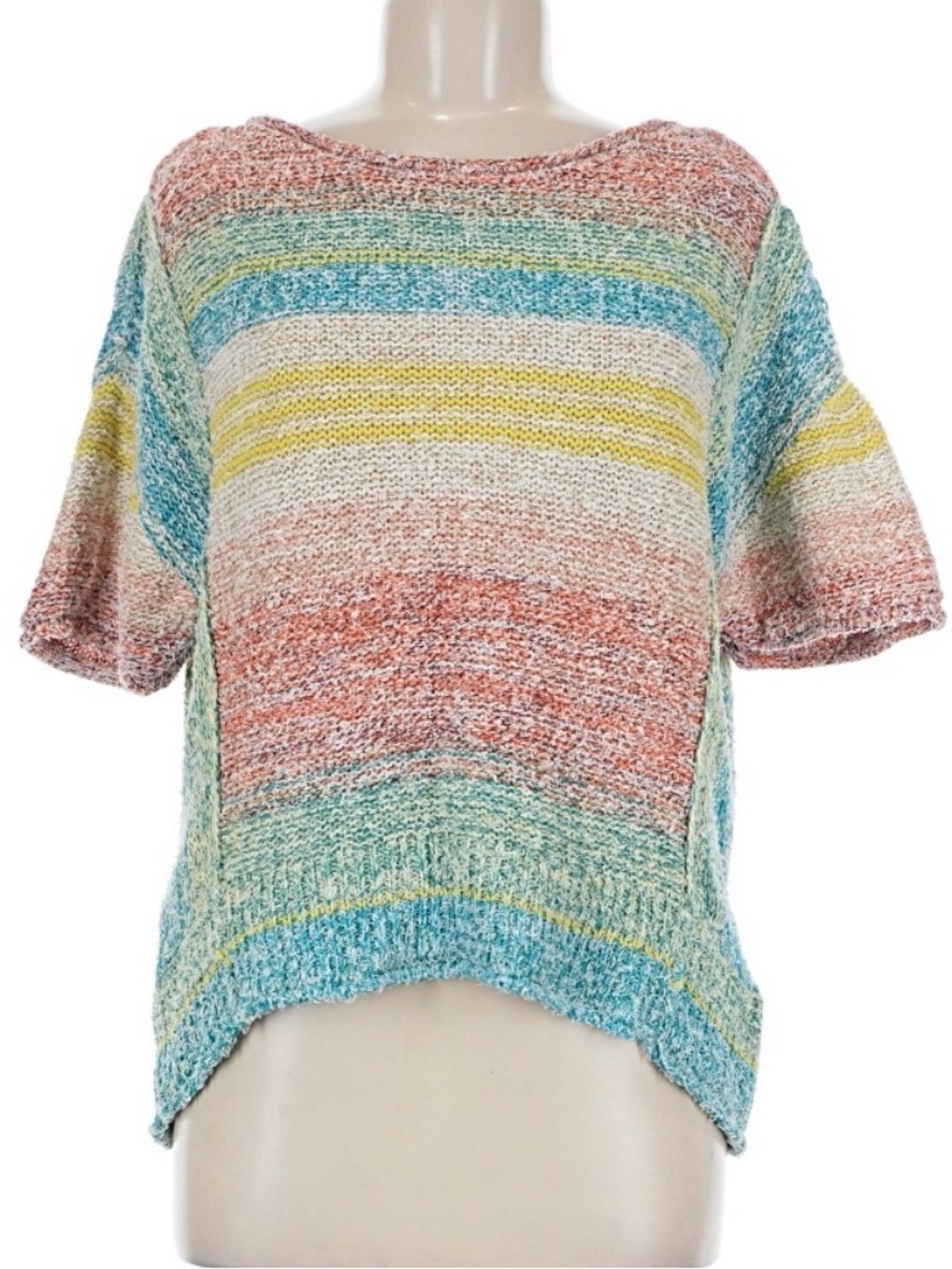 Anthropologie Pastel Multicolor Striped Knit Crewneck Sweater